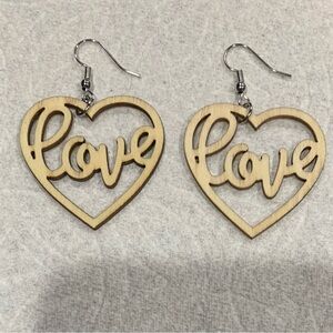 Valentine’s Day Heart-Shaped Wooden Earrings Brand New just made
